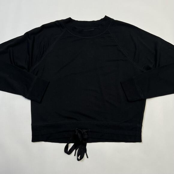 Banana Republic Sweater Womens Small Black Baby Terry Drawstring Pullover Top - Picture 4 of 12